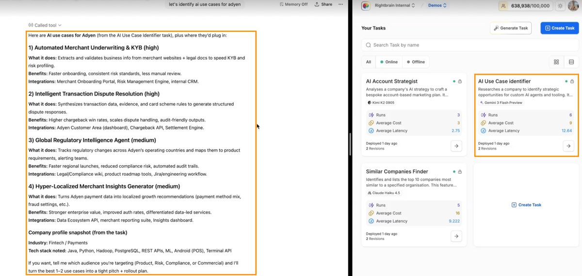 The Use Case Identifier ranking tailored engagement ideas for a target account.